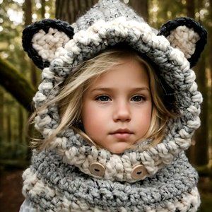 NWOT Adorable Grey Children's Knit • Fox Hat